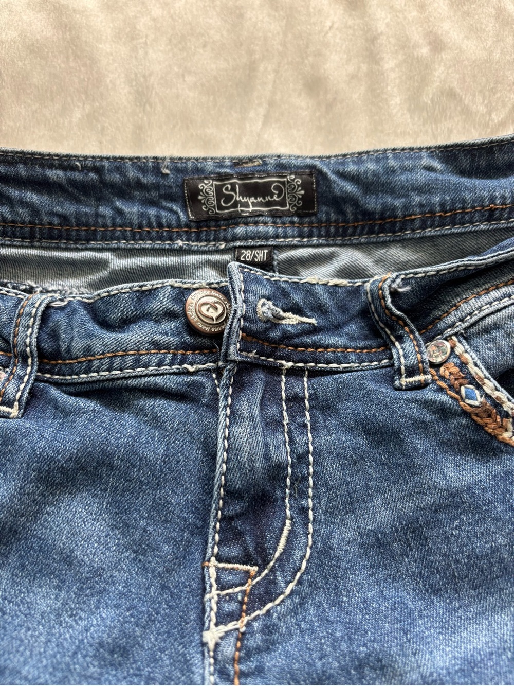 Shyanne Women's Blue Embroidered Rhinestone Shy Bootcut Jeans Sz:28x30 - Picture 11 of 13